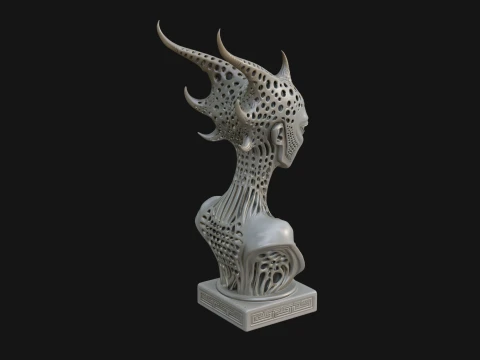 Biomechanical Alien Bust Statue Design 13 - 3D Print Model 3D Print Model