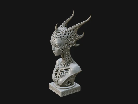 Biomechanical Alien Bust Statue Design 13 - 3D Print Model 3D Print Model