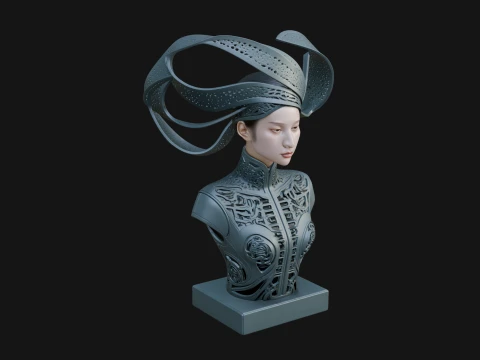 Futuristic Woman Bust Statue Design 13 - 3D Print Model Modello di stampa 3D