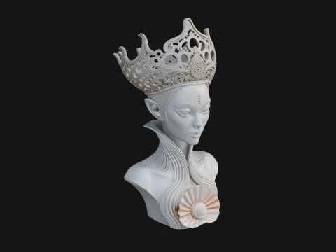 Alien Queen Bust Statue Design 7 - 3D Print Model 3D Print Model