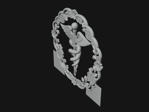 Caduceus Medical Wall Plaque Design 7 - 3D Print Model 3D Print Model