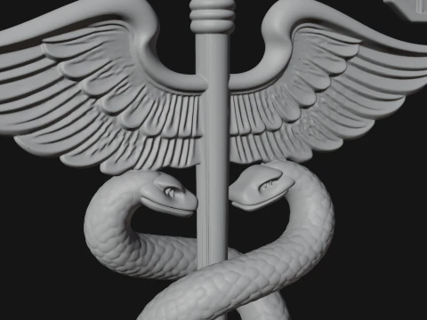 Caduceus Medical Wall Plaque Design 7 - 3D Print Model 3D Print Model