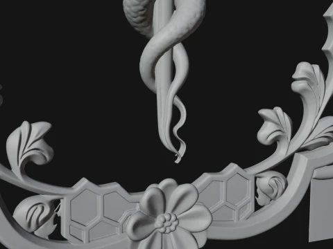 Caduceus Medical Wall Plaque Design 7 - 3D Print Model 3D Print Model