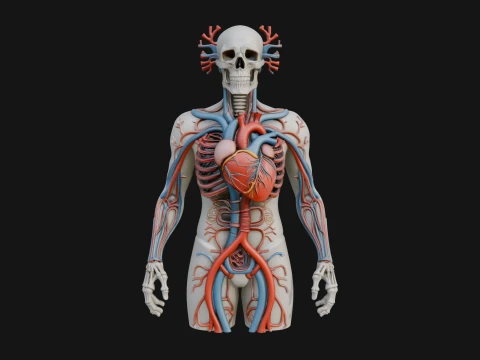 Anatomical Circulatory Figure Statue Design 1 - 3D Print Model 3D Print Model