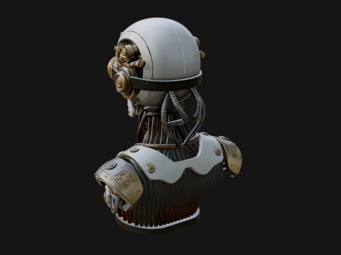 Steampunk Goggle Skull Bust Statue Design 4 - 3D Print Model 3D Print Model