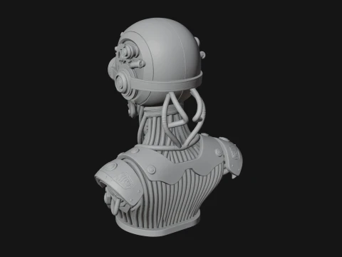Steampunk Goggle Skull Bust Statue Design 4 - 3D Print Model 3D Print Model