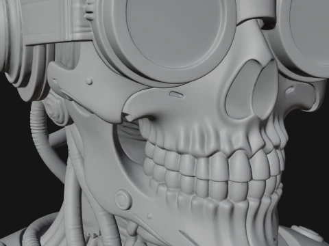 Steampunk Goggle Skull Bust Statue Design 4 - 3D Print Model 3D Print Model