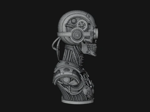 Steampunk Goggle Skull Bust Statue Design 4 - 3D Print Model 3D Print Model