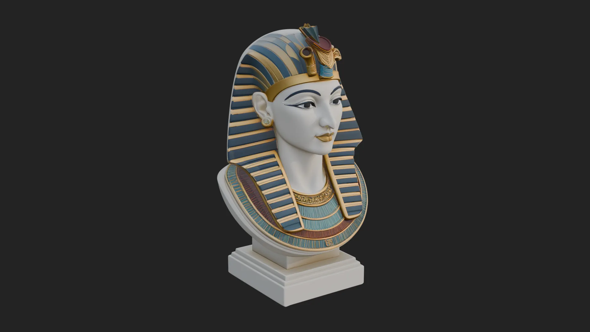 Pharaoh Nemes Bust Statue Design 4 - 3D Print Model 3D Print Model .c4d .max .obj .3ds .fbx .stl .blend 