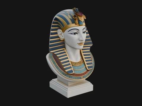Pharaoh Nemes Bust Statue Design 4 - 3D Print Model Modelo de impresión 3D