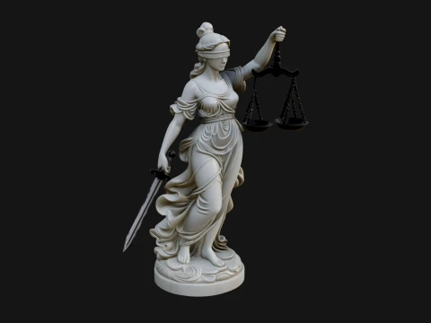 Lady Justice Statue Design 7 - 3D Print Model Modelo de Impressão 3D
