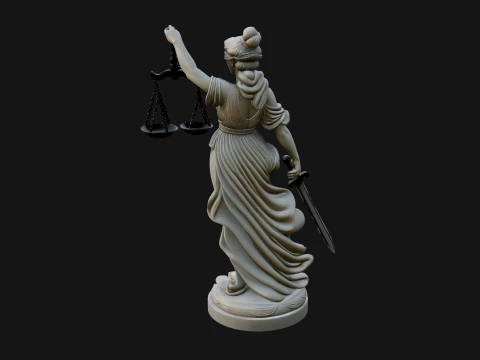Lady Justice Statue Design 7 - 3D Print Model 3D Print Model