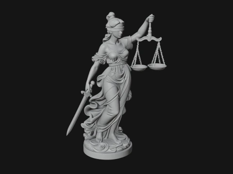 Lady Justice Statue Design 7 - 3D Print Model 3D Print Model