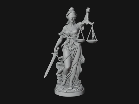 Lady Justice Statue Design 7 - 3D Print Model 3D Print Model