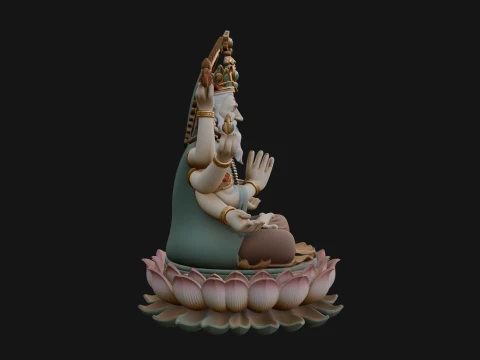 Brahma on Lotus Throne Statue Design 8 - 3D Print Model 3D Print Model