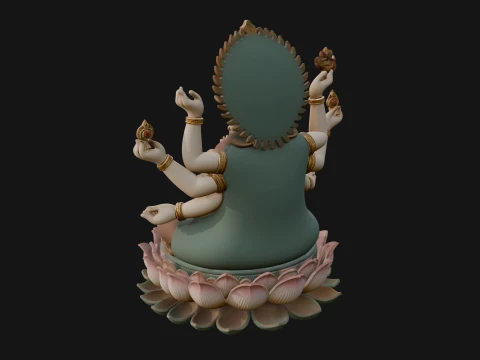 Brahma on Lotus Throne Statue Design 8 - 3D Print Model 3D Print Model