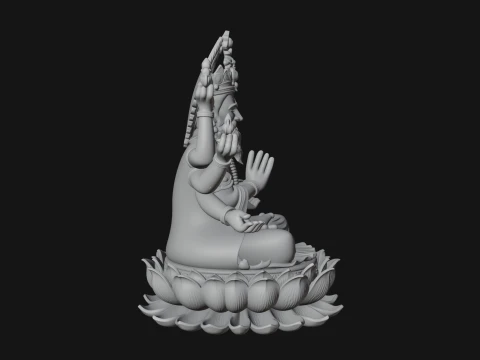 Brahma on Lotus Throne Statue Design 8 - 3D Print Model 3D Print Model