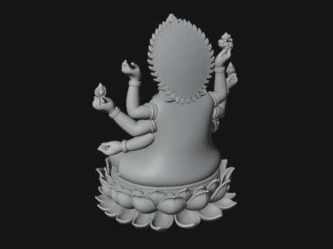 Brahma on Lotus Throne Statue Design 8 - 3D Print Model 3D Print Model
