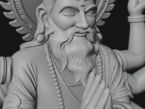 Brahma on Lotus Throne Statue Design 8 - 3D Print Model 3D Print Model
