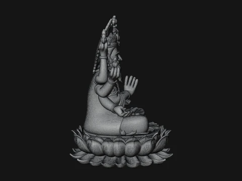Brahma on Lotus Throne Statue Design 8 - 3D Print Model 3D Print Model