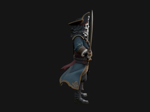 Skeleton Pirate Captain Statue Design 5 - 3D Print Model 3D Print Model