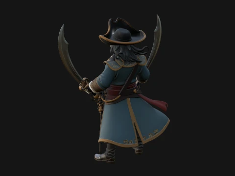 Skeleton Pirate Captain Statue Design 5 - 3D Print Model 3D Print Model