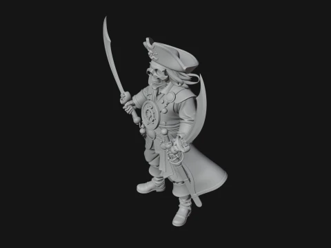 Skeleton Pirate Captain Statue Design 5 - 3D Print Model 3D Print Model