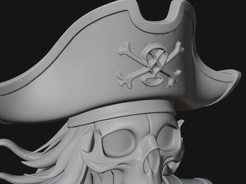 Skeleton Pirate Captain Statue Design 5 - 3D Print Model 3D Print Model