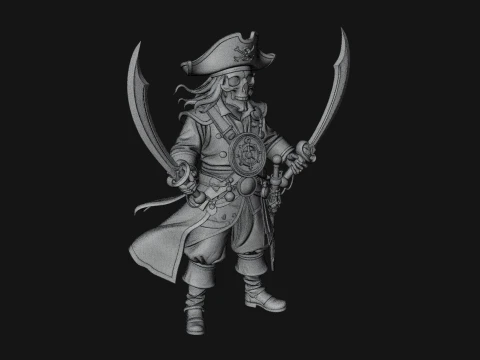 Skeleton Pirate Captain Statue Design 5 - 3D Print Model 3D Print Model