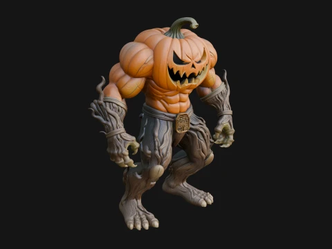 Pumpkin Tree Creature Statue Design 3 - 3D Print Model 3D Print Model