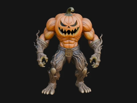 Pumpkin Tree Creature Statue Design 3 - 3D Print Model 3D Print Model