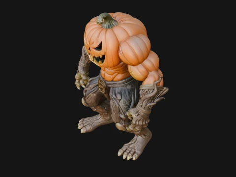 Pumpkin Tree Creature Statue Design 3 - 3D Print Model 3D Print Model