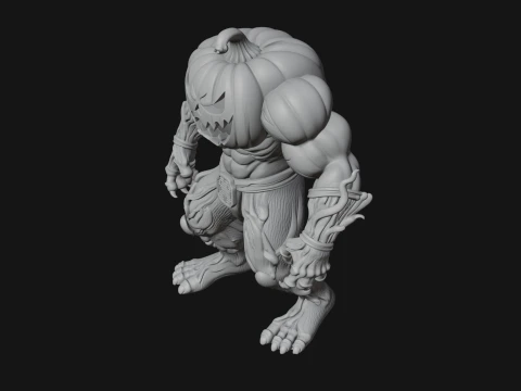 Pumpkin Tree Creature Statue Design 3 - 3D Print Model 3D Print Model