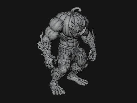 Pumpkin Tree Creature Statue Design 3 - 3D Print Model 3D Print Model
