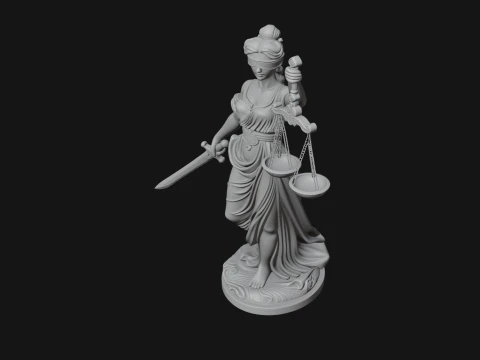 Lady Justice Statue Design 8 - 3D Print Model 3D Print Model