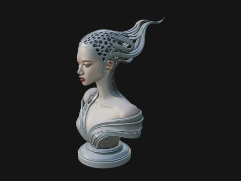 Futuristic Woman Bust Statue Design 14 - 3D Print Model 3D Print Model