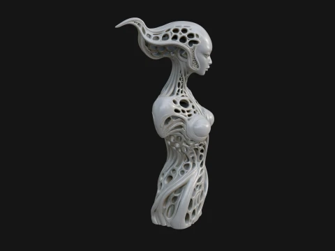 Biomechanical Alien Bust Statue Design 14 - 3D Print Model Modelo de Impressão 3D