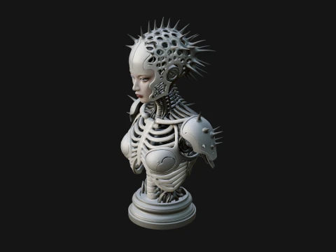 Medusa Cyborg Bust Statue Design 4 - 3D Print Model 3D 프린트 모델