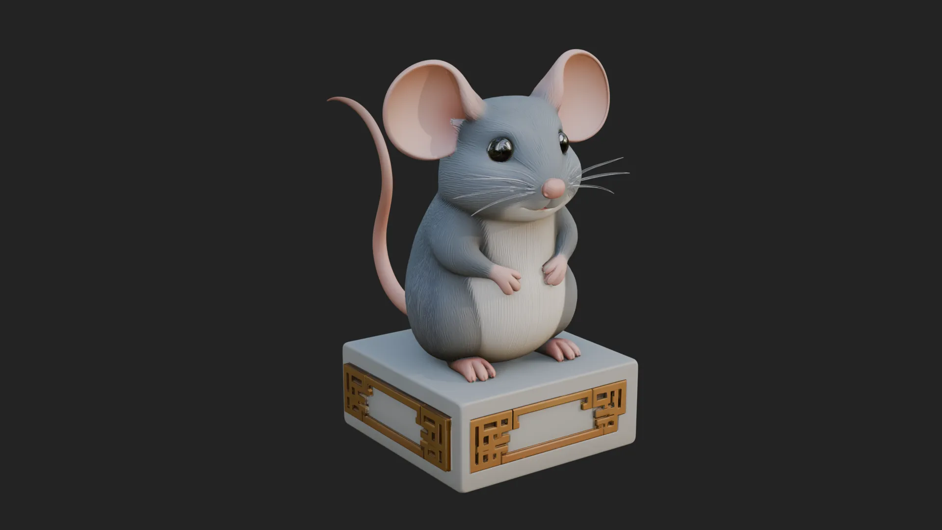 Mouse on Pedestal Statue Design 2 - 3D Print Model 3D Print Model .c4d .max .obj .3ds .fbx .stl .blend 