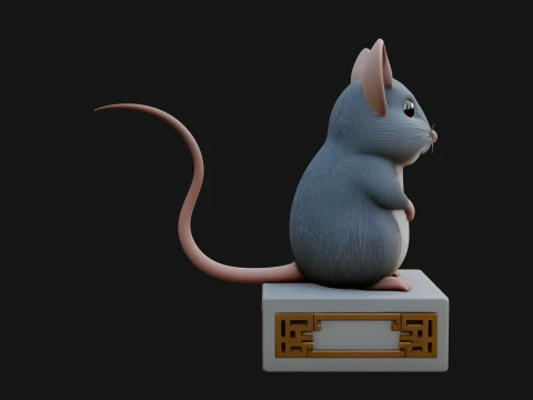 Mouse on Pedestal Statue Design 2 - 3D Print Model 3D Print Model