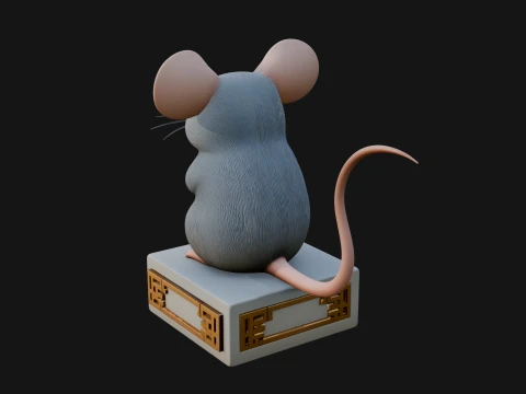 Mouse on Pedestal Statue Design 2 - 3D Print Model 3D Print Model
