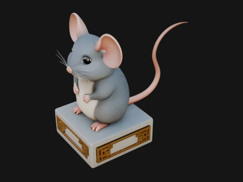Mouse on Pedestal Statue Design 2 - 3D Print Model 3D Print Model