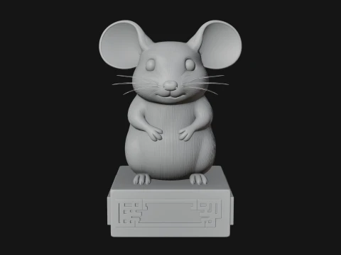 Mouse on Pedestal Statue Design 2 - 3D Print Model 3D Print Model