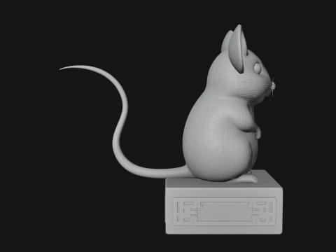 Mouse on Pedestal Statue Design 2 - 3D Print Model 3D Print Model