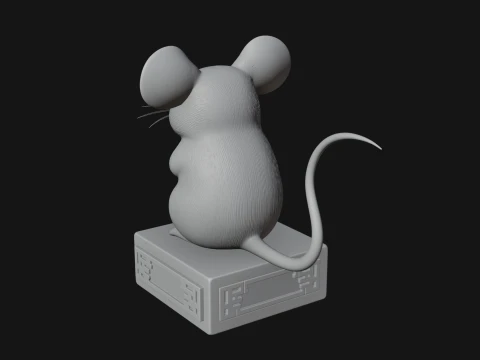 Mouse on Pedestal Statue Design 2 - 3D Print Model 3D Print Model