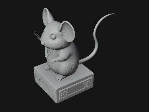 Mouse on Pedestal Statue Design 2 - 3D Print Model 3D Print Model