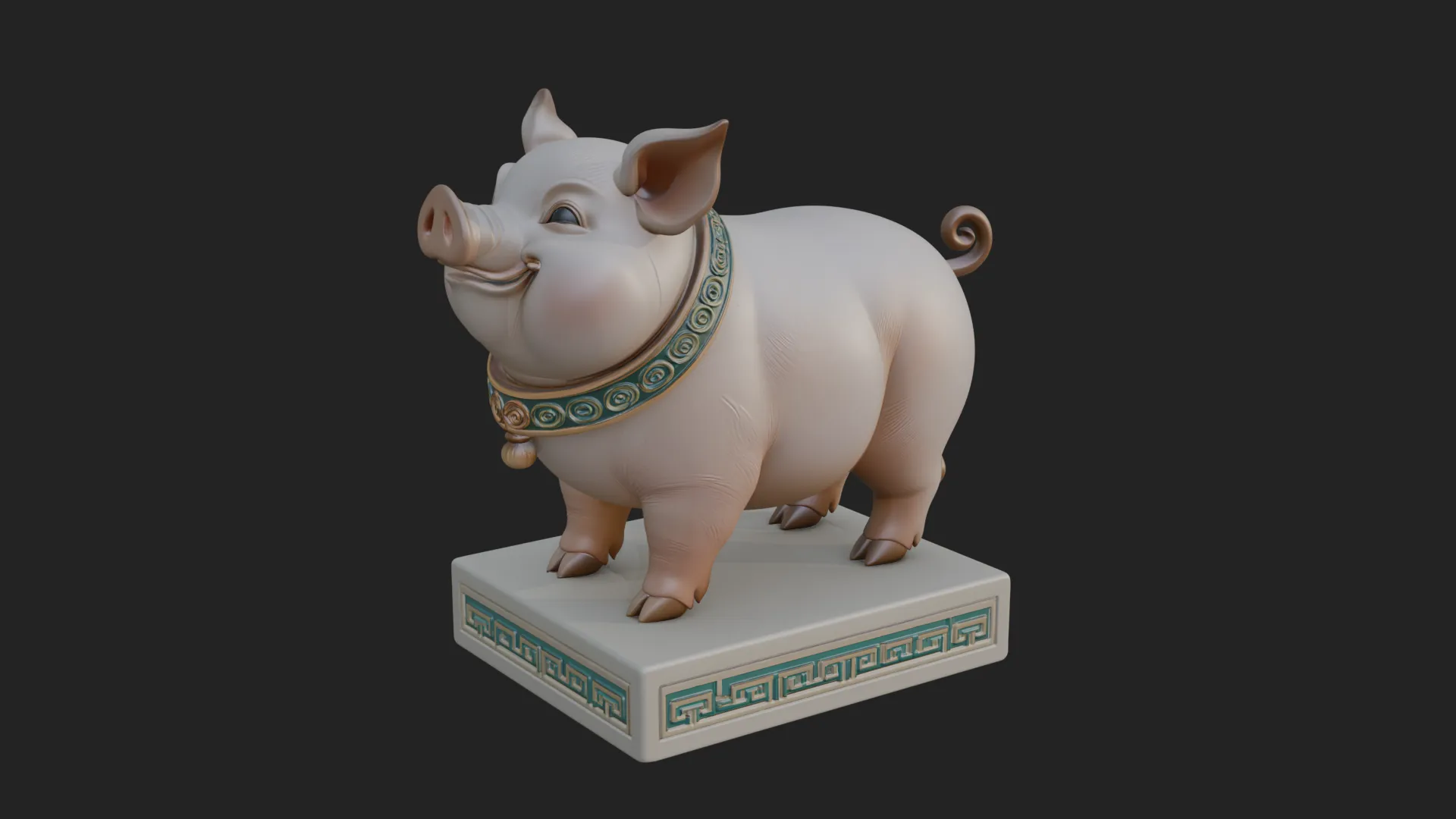 Pig on Pedestal Statue Design 3 - 3D Print Model 3D Print Model .c4d .max .obj .3ds .fbx .stl .blend 