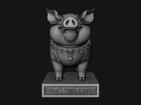 Pig on Pedestal Statue Design 3 - 3D Print Model 3D Print Model