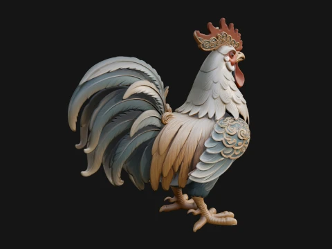 Ornate Rooster Statue Design 4 - 3D Print Model Model do druku 3D