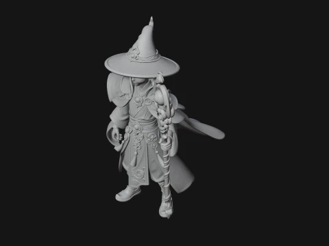 Young Mage with Staff Statue Design 4 - 3D Print Model 3D Print Model